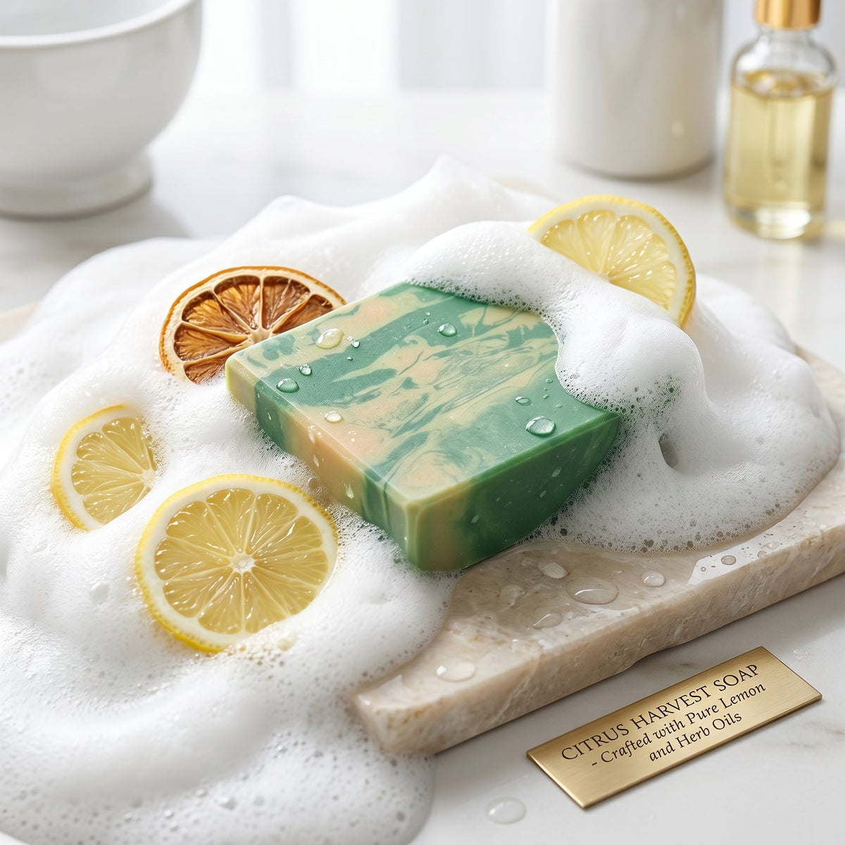Lemon Mint Soap Bar 150 GM – handmade by Nilyda (photo 3)